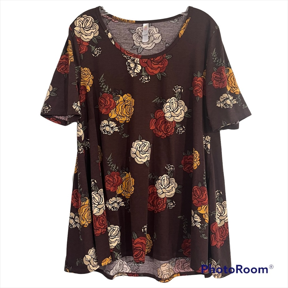 LuLaRoe size Large brown and floral swing top